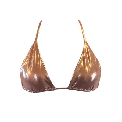 Swim With Poppies Women's Gold O' Grace Metallic Halter Bikini Top