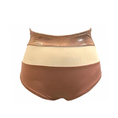 Swim With Poppies Women's Gold O' Grace Metallic High Waist Swimsuit Bikini Bottom