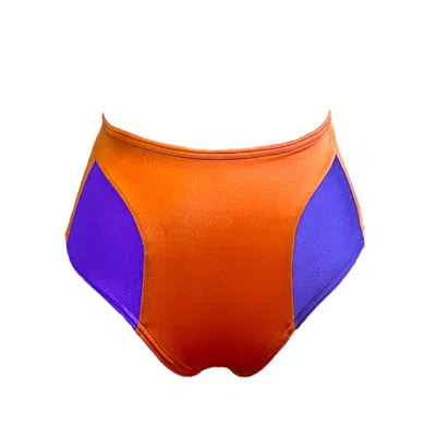 Swim With Poppies Women's Spacey Color Blocked High Waist Swimsuit Bikini Bottom