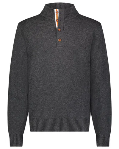 Swims Lynger Button Mock Neck Wool-blend Sweater In Gray