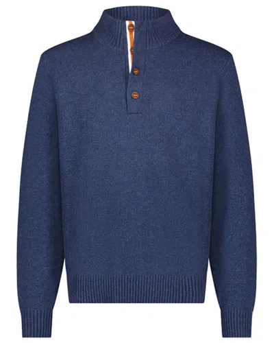 Swims Lynger Button Mock Neck Wool-blend Sweater In Blue