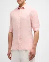 Swims Men's Amalfi End-on-end Button-front Linen Shirt In Faded Coral