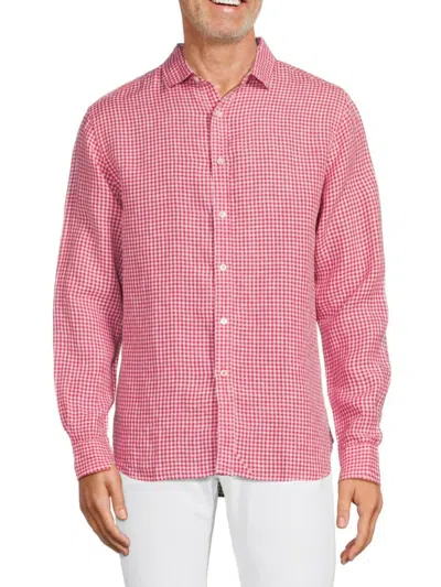 Swims Men's Amalfi Gingham Linen Sport Shirt In Campari