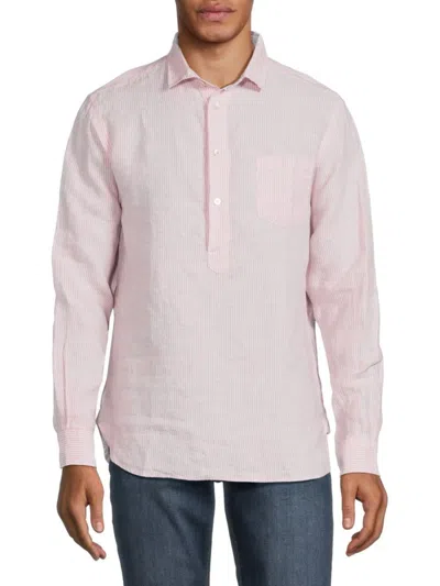 Swims Men's Amalfi Striped Linen Popover Shirt In Blush Pink