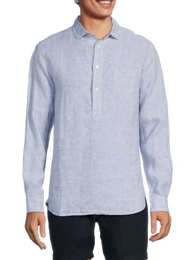 Swims Men's Amalfi Striped Linen Popover Shirt In Ensign Blue