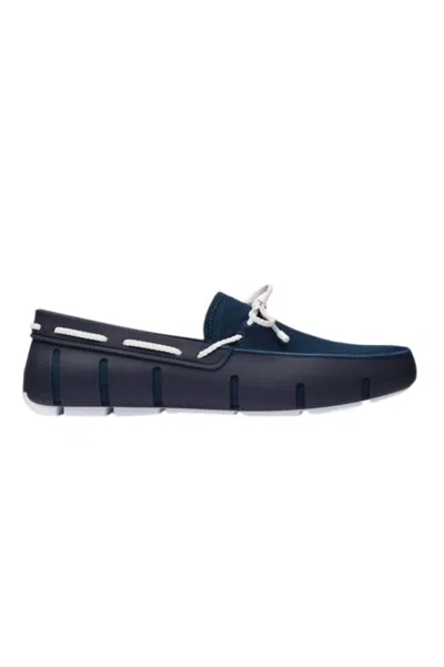 Swims Men's Braided Lace Loafers In Navy & White In Blue