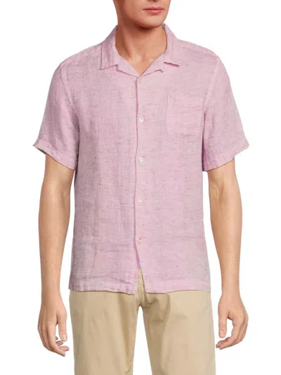 Swims Men's Capri Short Sleeve Linen Shirt In Berry Pink
