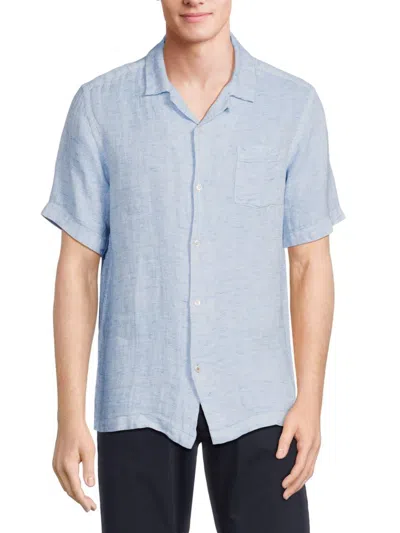 Swims Men's Capri Short Sleeve Linen Shirt In Blue Skies