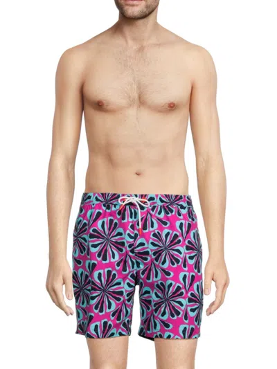 Swims Men's Floral Print Swim Shorts In Raspberry