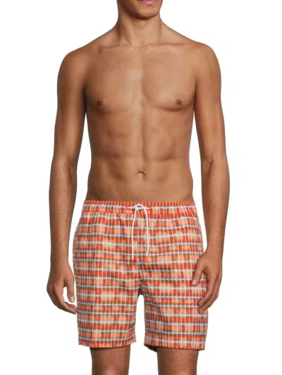 Swims Men's Geometric Print Swim Shorts In Orange Multi