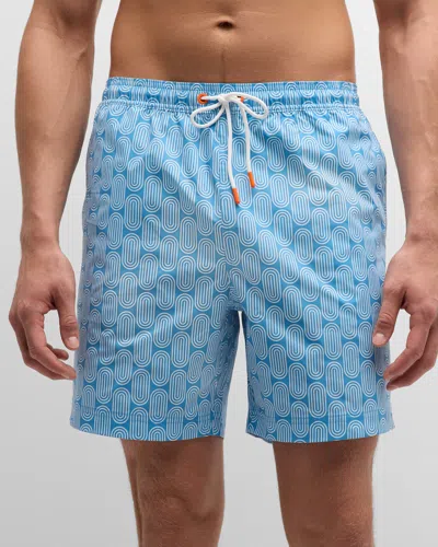 Swims Men's Gia Geometric-print Swim Shorts In Blue