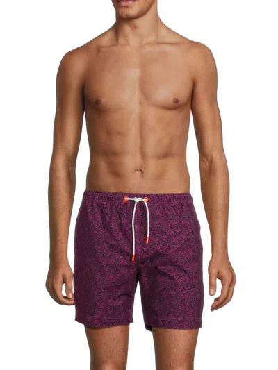 Swims Men's Onda Wave Swirl Print Swim Shorts In Raspberry