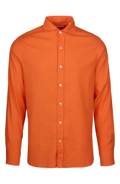 Swims Santorini Stretch Linen & Cotton Button-up Shirt In Orange