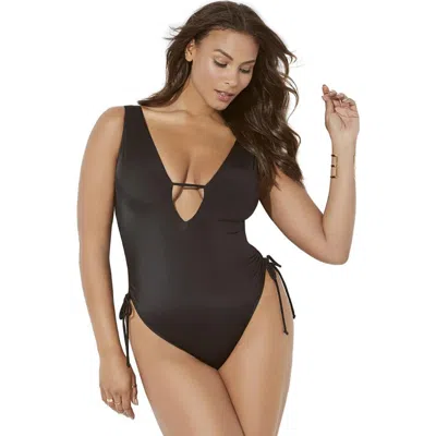Swimsuits For All A-list Plunge One Piece Swimsuit In Black