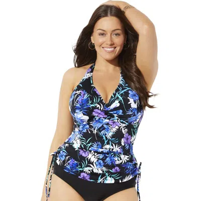 Swimsuits For All Adjustable Underwire Tankini Top In Blue