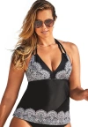 Swimsuits For All Apron Halter Tankini Top In Black