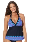 Swimsuits For All Apron Halter Tankini Top In Blue