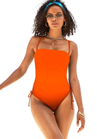 Swimsuits For All Bandeau Adjustable One Piece In Orange