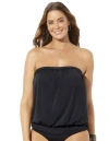 Swimsuits For All Bandeau Blouson Tankini Top In Black