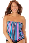 Swimsuits For All Bandeau Blouson Tankini Top In Multi
