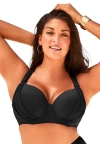 Swimsuits For All Bra Sized Drape Front Underwire Bikini Top In Black
