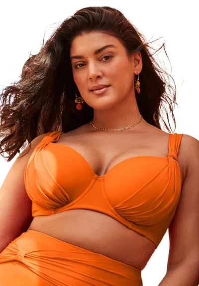 Swimsuits For All Bra Sized Drape Front Underwire Bikini Top In Orange