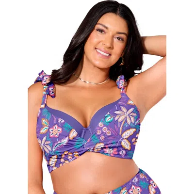 Swimsuits For All Bra Sized Twist Front Bikini Top In Multi