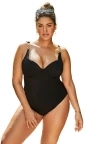Swimsuits For All Chain Accent Underwire One Piece Swimsuit In Black