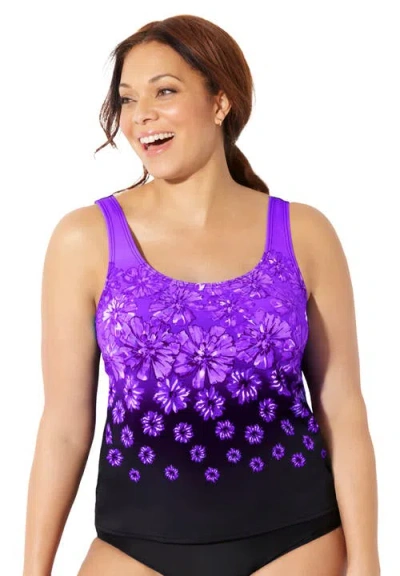Swimsuits For All Chlorine Resistant Classic Tankini Top In Purple