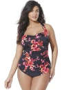 Swimsuits For All Chlorine Resistant H-back Sarong Front One Piece Swimsuit In Black