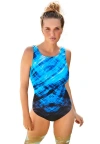Swimsuits For All Chlorine Resistant High Neck One Piece Swimsuit In Blue