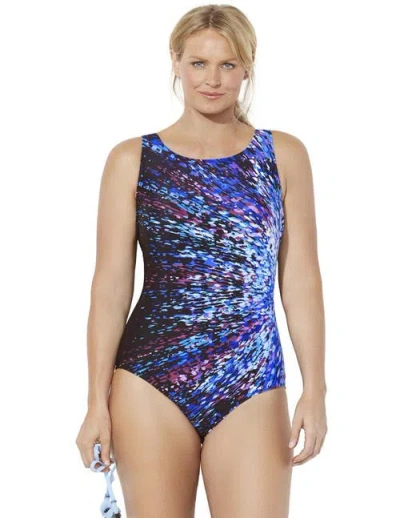 Swimsuits For All Chlorine Resistant High Neck One Piece Swimsuit In Blue