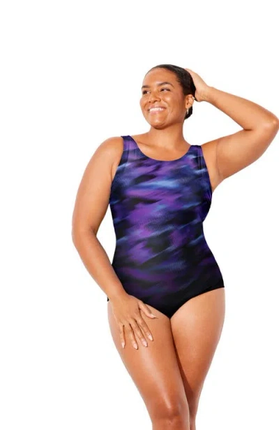 Swimsuits For All Chlorine Resistant High Neck One Piece Swimsuit In Blue