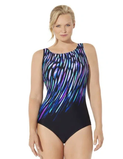 Swimsuits For All Chlorine Resistant High Neck One Piece Swimsuit In Multi