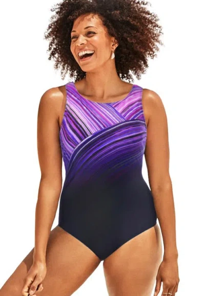 Swimsuits For All Chlorine Resistant High Neck One Piece Swimsuit In Multi