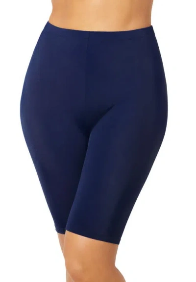 Swimsuits For All Chlorine Resistant Long Bike Short Swim Bottom In Blue