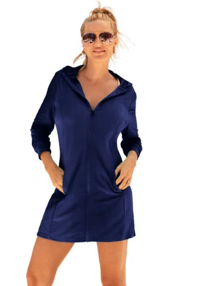 Swimsuits For All Chlorine Resistant Quick-dry Hoodie Zip Front Cover Up In Multi