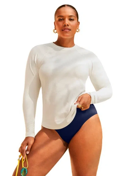 Swimsuits For All Chlorine Resistant Quick-dry Long Sleeve Swim Rash Guard In White