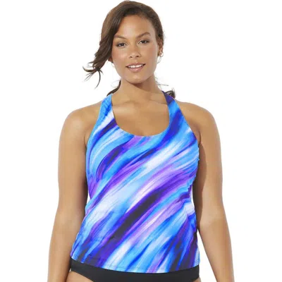 Swimsuits For All Chlorine Resistant Racerback Tankini Top In Multi