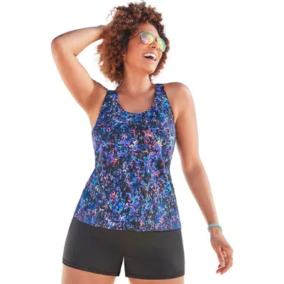 Swimsuits For All Chlorine Resistant Racerback Tankini Top In Blue