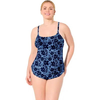 Swimsuits For All Chlorine Resistant Sarong Front One Piece Swimsuit In Black