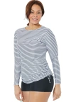 Swimsuits For All Chlorine Resistant Side-tie Adjustable Long Sleeve Swim Tee In Black
