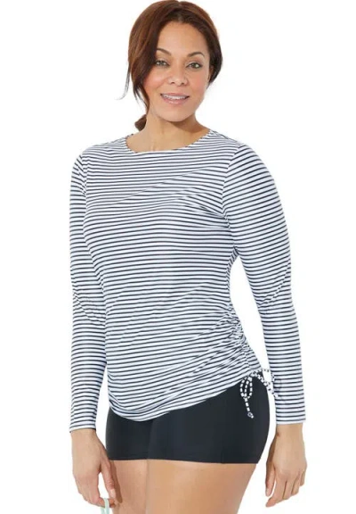 Swimsuits For All Chlorine Resistant Side-tie Adjustable Long Sleeve Swim Tee In Black