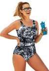 Swimsuits For All Chlorine Resistant Spliced Tank One Piece Swimsuit In Black