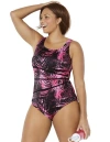 Swimsuits For All Chlorine Resistant Spliced Tank One Piece Swimsuit In Pink