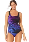 Swimsuits For All Chlorine Resistant Square Neck Tank One Piece Swimsuit In Purple