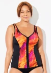 Swimsuits For All Chlorine Resistant Sweetheart Zip Front Tankini Top In Multi