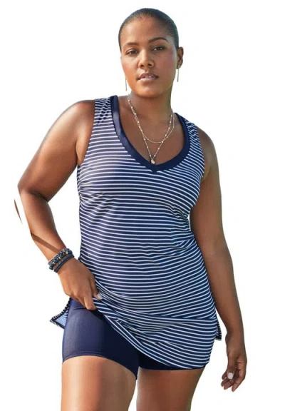 Swimsuits For All Chlorine Resistant V-neck Two-piece Swimdress In Multi