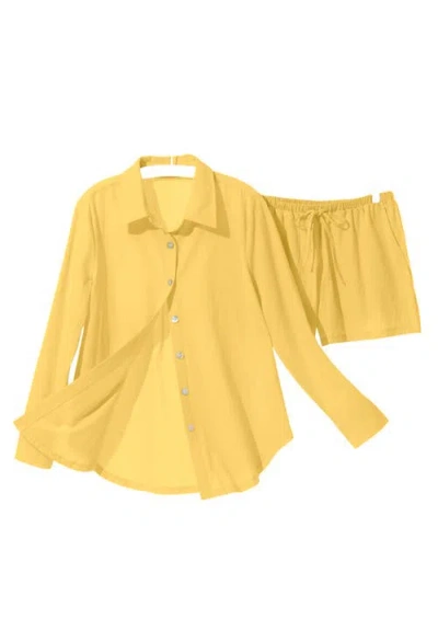 Swimsuits For All Cotton Beach Shirt Cover Up In Yellow