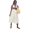 Swimsuits For All Crinkle Pleat Wrap Skirt Cover Up In White